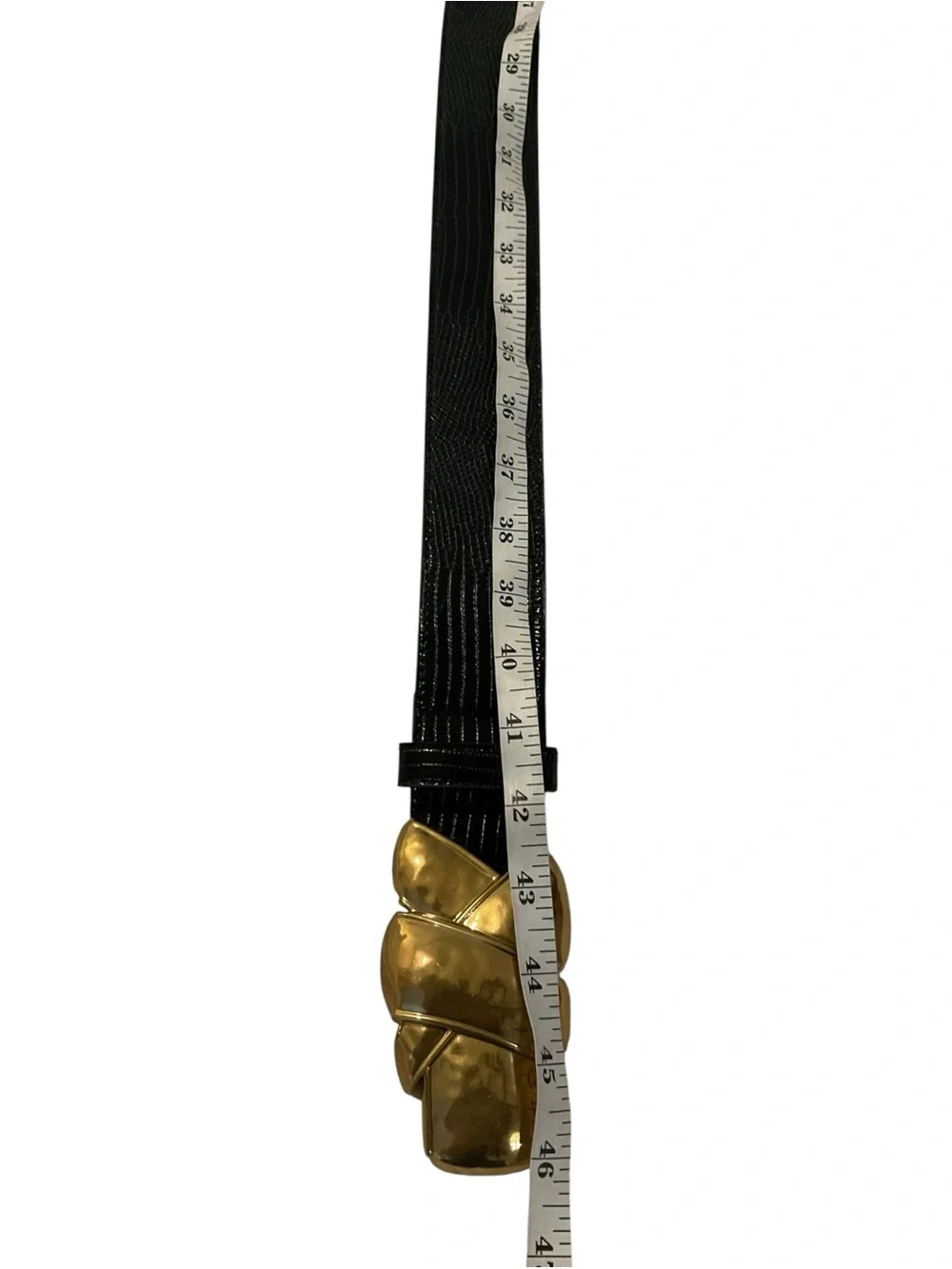 Source Unknown Black Belt with Gold Twisted Buckle